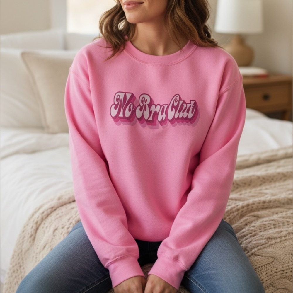 NEW• NO BRA CLUB HOT PINK SWEATSHIRT• XL